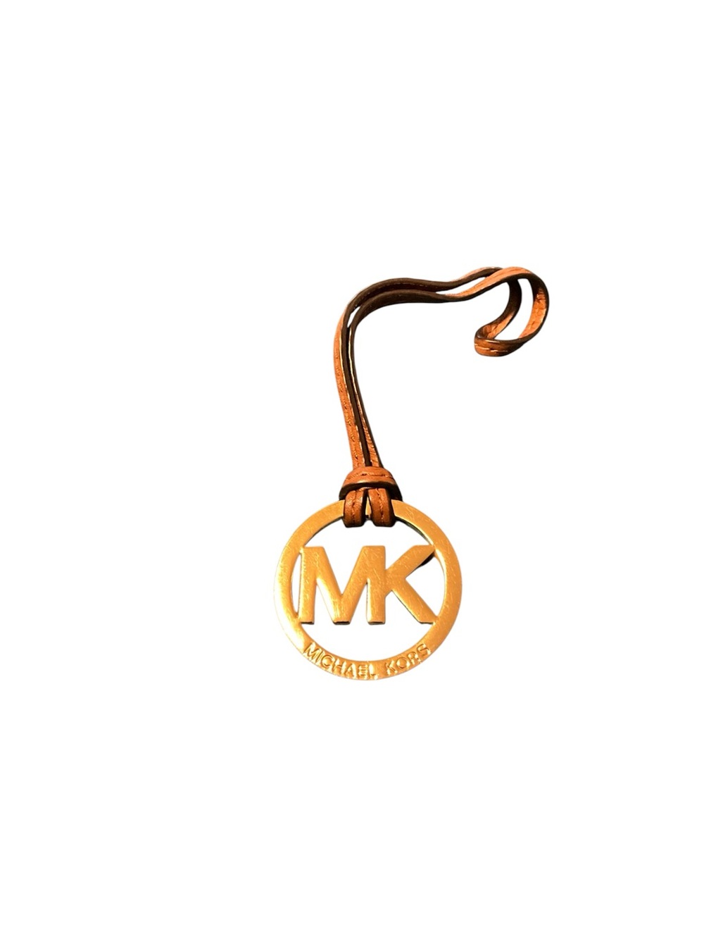 Michael Kors Gold MK Logo Leather Strap Keychain